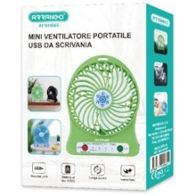 MINI VENTILATORE DA TAVOLO 14CM RICARICA USB COLORI VARI