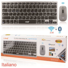 SET TASTIERA E MOUSE WIRELESS 2.4GH + BLUETOOTH