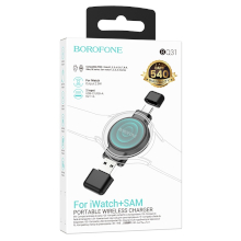 CARICABATTERIA INDUTTIVO BOROFONE BQ31 PER APPLE WATCH E SAMSUNG WATCH 2.5W NERO