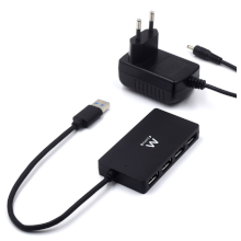 HUB USB CON 4 PORTE USB 3.0 E ALIMENATORE NERO