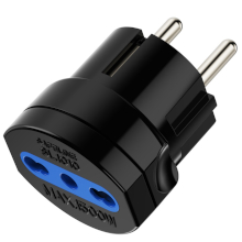 ADATTATORE SCHUKO 16A CON PRESA 16A NERO CONFEZIONATO