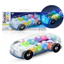 AUTO DA CORSA GIOCATTOLO TRASPARENTE CON LUCI LED GEAR RACING