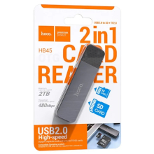 LETTORE DI SCHEDE SD/MICROSD HOCO HB45 USB 2.0 GRIGIO