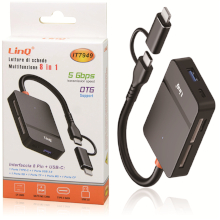 LETTORE DI SCHEDE 8 IN 1 CON CAVO TYPE-C + LIGHTNING 5GBPS