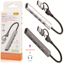 HUB USB + TYPE-C 5 IN 1 CON JACK 3.5MM 480MBPS