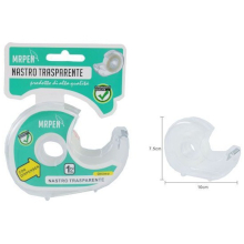 NASTRO ADESIVO TRASPARENTE CON DISPENSER 15MMX15M