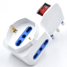 ADATTATORE CON SPINA 16A E 1 SCHUKO 16A + 2 PRESE 16A CON INTERRUTTORE CONFEZIONATO