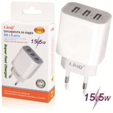 CARICABATTERIA 3 PORTE USB 15.5W BIANCO