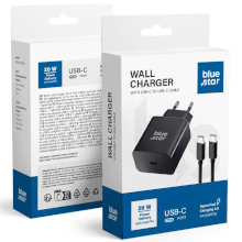CARICABATTERIA BLUE STAR USB-C CON CAVO TYPE-C TYPE-C PD QC4.0 3A 25W NERO