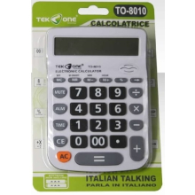 CALCOLATRICE ELETTRONICA ITALIAN TALKING GRIGIA TO-8010
