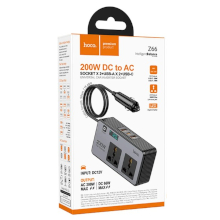 SPLITTER/CARICABATTERIA HOCO Z66 PER AUTO CON 2 PRESE CA + 2 X USB + 1 X USB-C 220W NERO